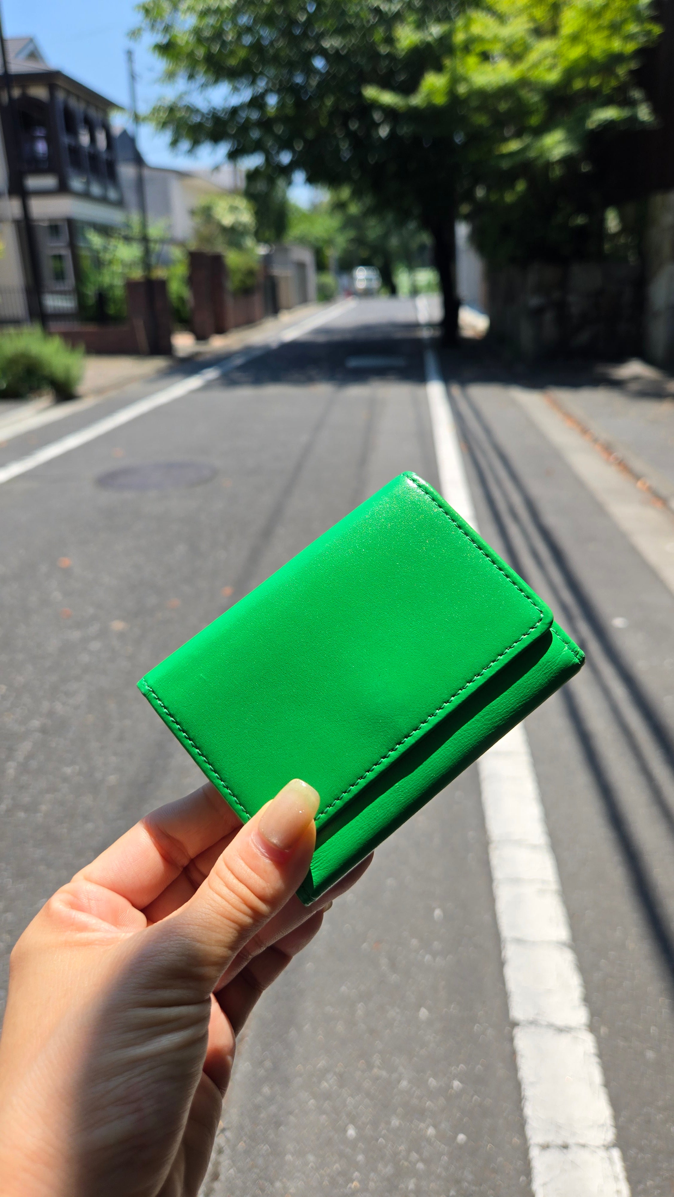 Taglich たぐりっひ タグリッヒ タグリッヒ - 革小物オンラインストア 極小三つ折り財布 シフォン マラカイトグリーン