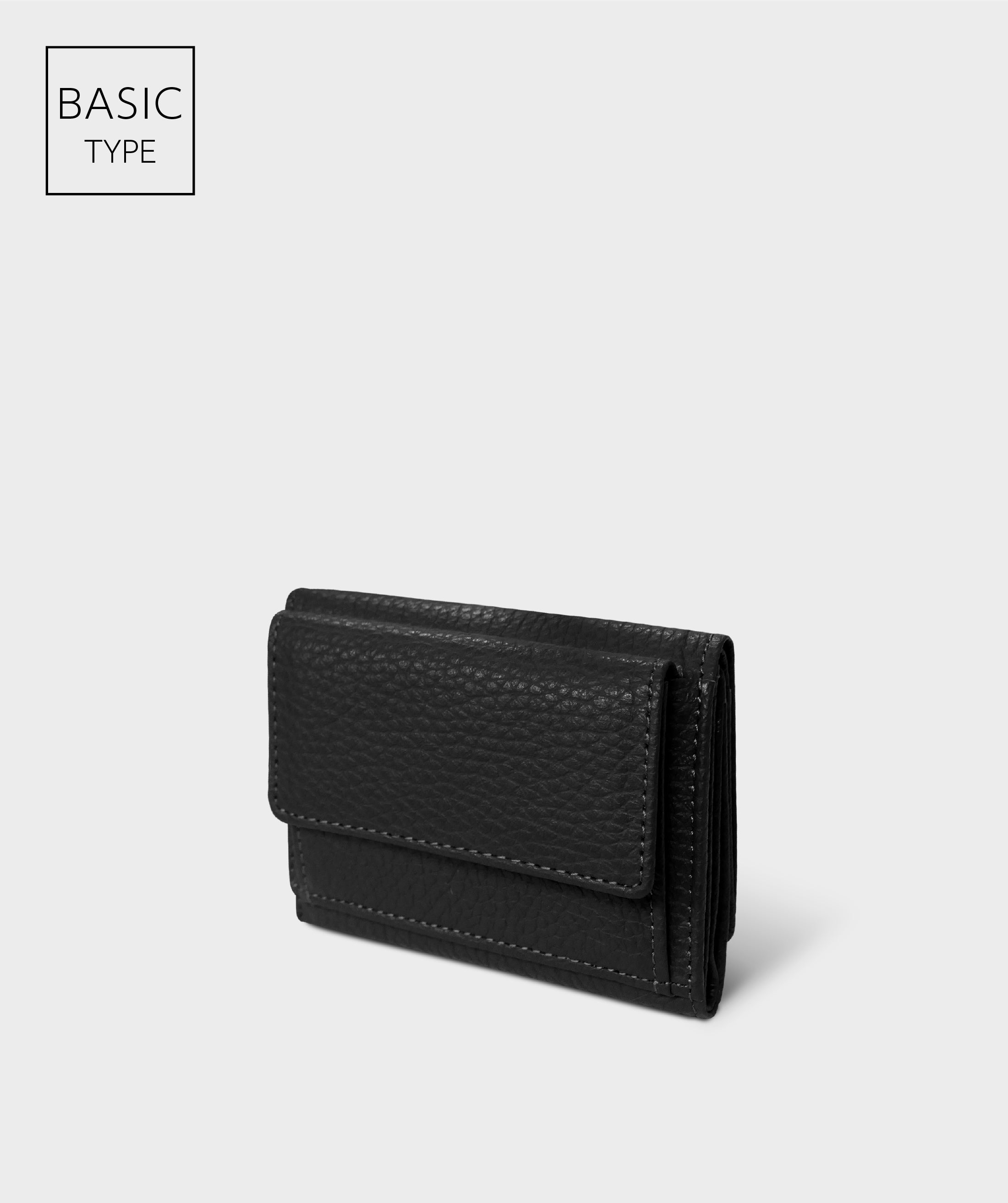 Taglich たぐりっひ タグリッヒ TAGLICH - 革小物オンラインストア 極小三つ折り財布 +1ポケット アドリア ブラック【ベーシックタイプ】