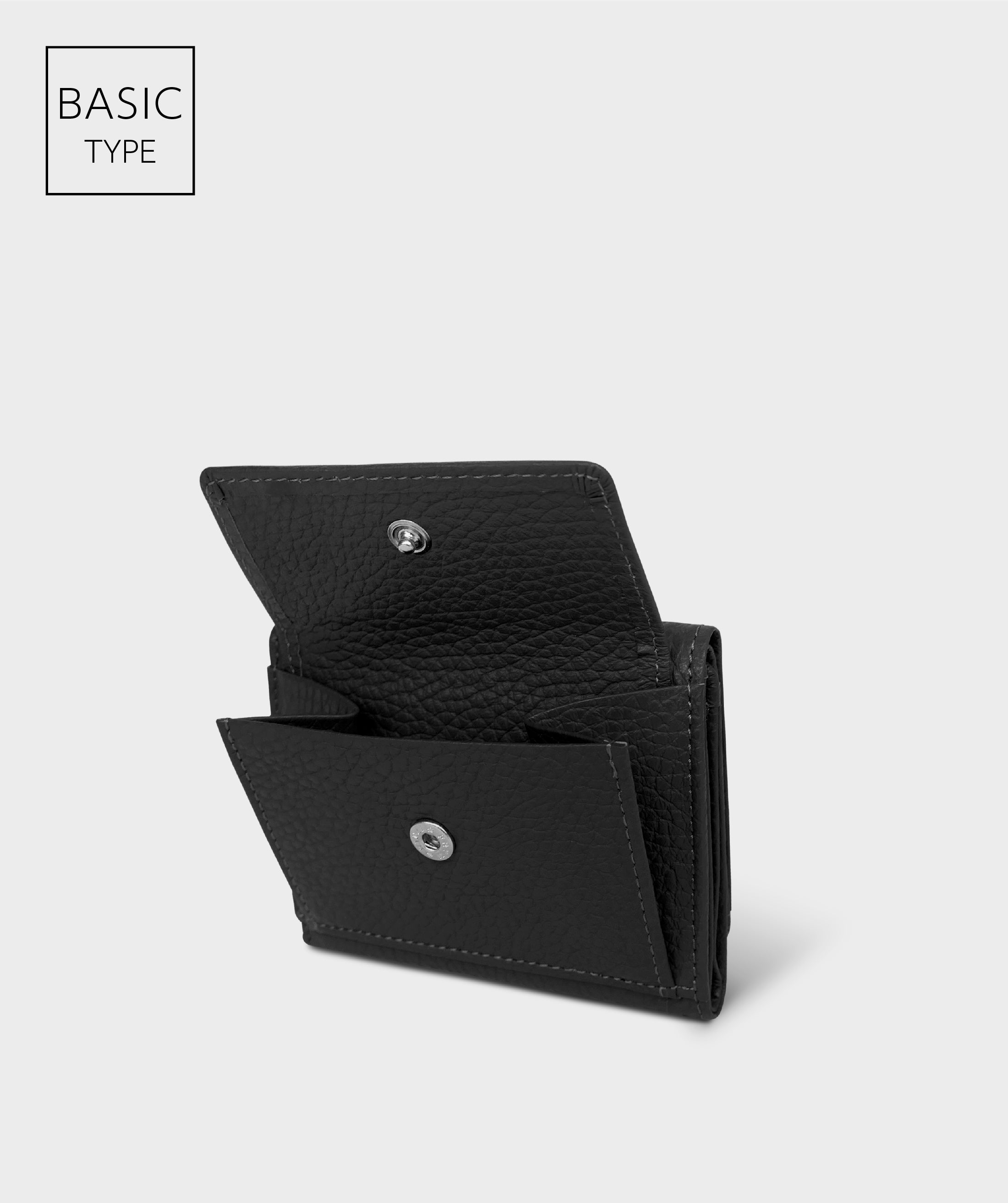 Taglich たぐりっひ タグリッヒ TAGLICH - 革小物オンラインストア 極小三つ折り財布 +1ポケット アドリア ブラック【ベーシックタイプ】